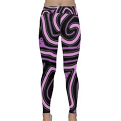 Purple Neon Lines Yoga Leggings  by Valentinaart