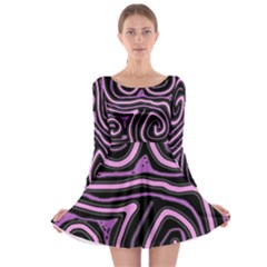 Purple Neon Lines Long Sleeve Skater Dress by Valentinaart