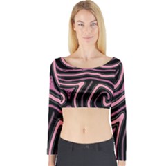 Decorative Lines Long Sleeve Crop Top by Valentinaart