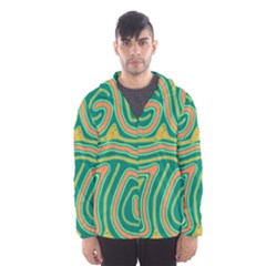 Green And Orange Lines Hooded Wind Breaker (men) by Valentinaart