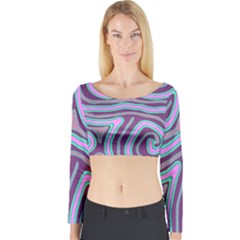 Purple Lines Long Sleeve Crop Top by Valentinaart