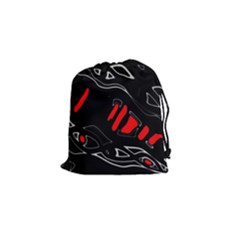 Black And Red Artistic Abstraction Drawstring Pouches (small)  by Valentinaart