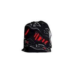 Black And Red Artistic Abstraction Drawstring Pouches (xs)  by Valentinaart