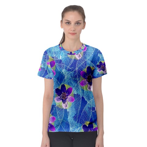 Purple Flowers Women s Sport Mesh Tee by DanaeStudio