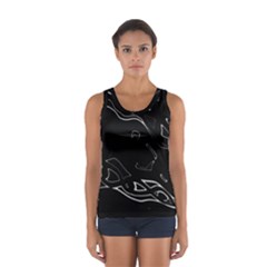 Black And White Women s Sport Tank Top  by Valentinaart