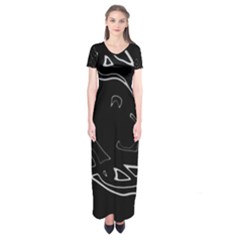 Black And White Short Sleeve Maxi Dress by Valentinaart