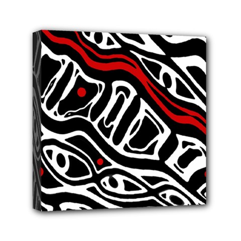 Red, Black And White Abstract Art Mini Canvas 6  X 6  by Valentinaart