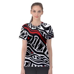 Red, Black And White Abstract Art Women s Sport Mesh Tee