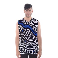 Deep Blue, Black And White Abstract Art Men s Basketball Tank Top by Valentinaart