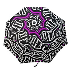 Purple, Black And White Abstract Art Folding Umbrellas by Valentinaart