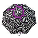 Purple, black and white abstract art Folding Umbrellas View1