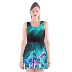  Horses Under A Galaxy Scoop Neck Skater Dress by DanaeStudio