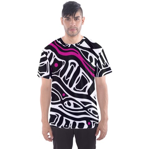 Magenta, Black And White Abstract Art Men s Sport Mesh Tee by Valentinaart