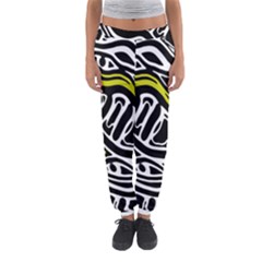 Yellow, Black And White Abstract Art Women s Jogger Sweatpants by Valentinaart