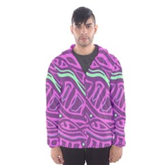 Purple And Green Abstract Art Hooded Wind Breaker (men) by Valentinaart