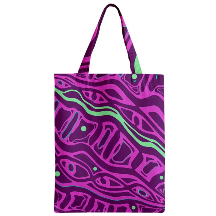 Purple and green abstract art Zipper Classic Tote Bag