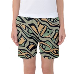 Green Abstract Art Women s Basketball Shorts by Valentinaart