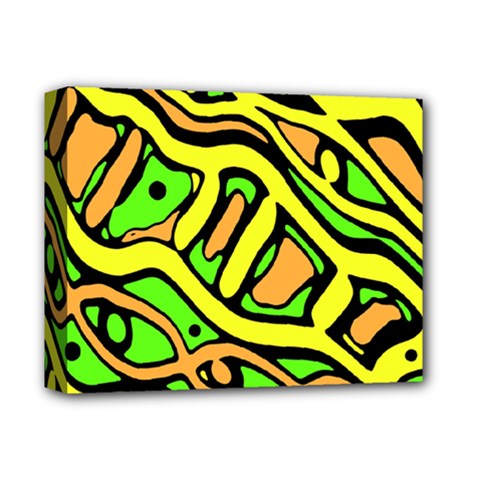 Yellow, Green And Oragne Abstract Art Deluxe Canvas 14  X 11  by Valentinaart