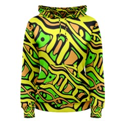 Yellow, Green And Oragne Abstract Art Women s Pullover Hoodie by Valentinaart