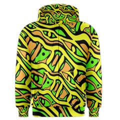 Yellow, Green And Oragne Abstract Art Men s Zipper Hoodie by Valentinaart