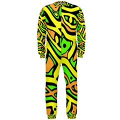 Yellow, Green And Oragne Abstract Art Onepiece Jumpsuit (men)  by Valentinaart