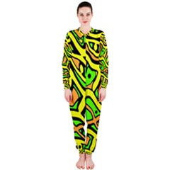 Yellow, Green And Oragne Abstract Art Onepiece Jumpsuit (ladies)  by Valentinaart