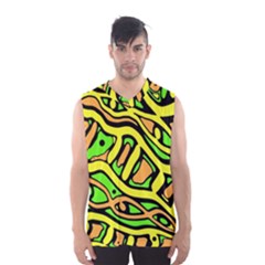 Yellow, Green And Oragne Abstract Art Men s Basketball Tank Top by Valentinaart