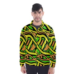 Yellow, Green And Oragne Abstract Art Wind Breaker (men) by Valentinaart