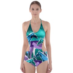  Horses Under A Galaxy Cut-out One Piece Swimsuit by DanaeStudio