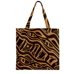 Brown Abstract Art Zipper Grocery Tote Bag