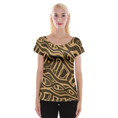 Brown Abstract Art Women s Cap Sleeve Top by Valentinaart