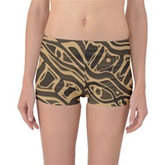 Brown Abstract Art Boyleg Bikini Bottoms