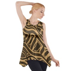 Brown Abstract Art Side Drop Tank Tunic