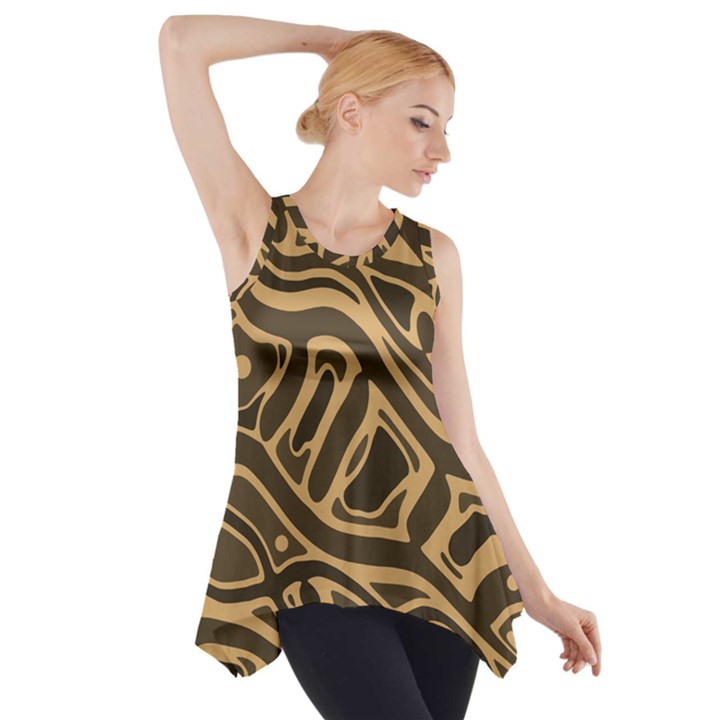 Brown abstract art Side Drop Tank Tunic