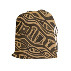 Brown Abstract Art Drawstring Pouches (extra Large)