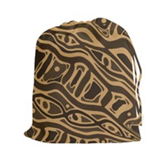 Brown Abstract Art Drawstring Pouches (xxl)