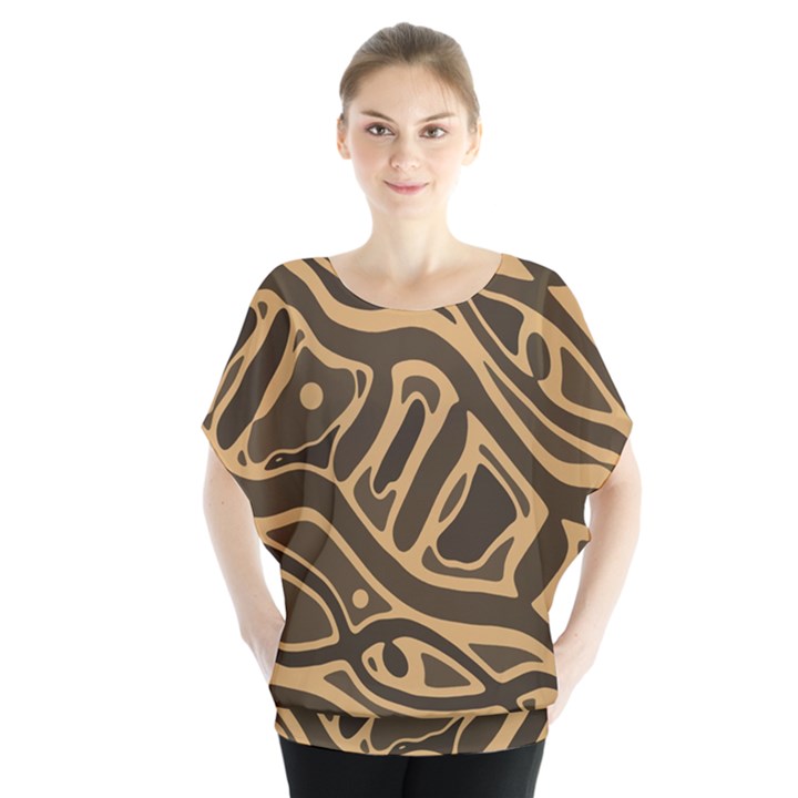 Brown abstract art Blouse