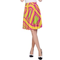 Orange Hot Abstract Art A-line Skirt