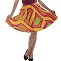 Orange hot abstract art A-line Skater Skirt View1