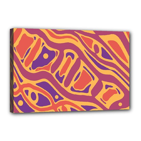 Orange Decorative Abstract Art Canvas 18  X 12  by Valentinaart