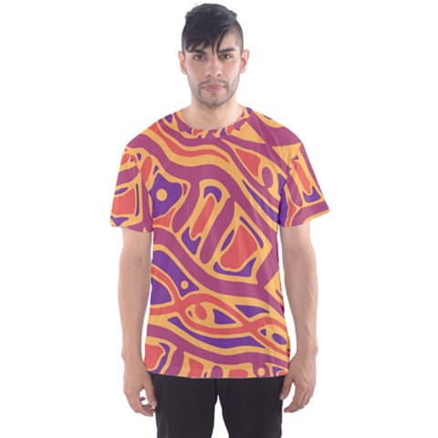 Orange Decorative Abstract Art Men s Sport Mesh Tee by Valentinaart