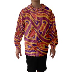 Orange Decorative Abstract Art Hooded Wind Breaker (kids) by Valentinaart