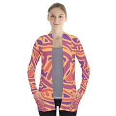 Orange Decorative Abstract Art Women s Open Front Pockets Cardigan(p194) by Valentinaart