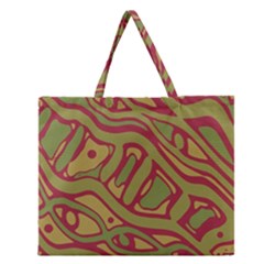 Brown Abstract Art Zipper Large Tote Bag by Valentinaart