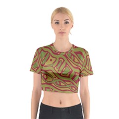 Brown Abstract Art Cotton Crop Top by Valentinaart