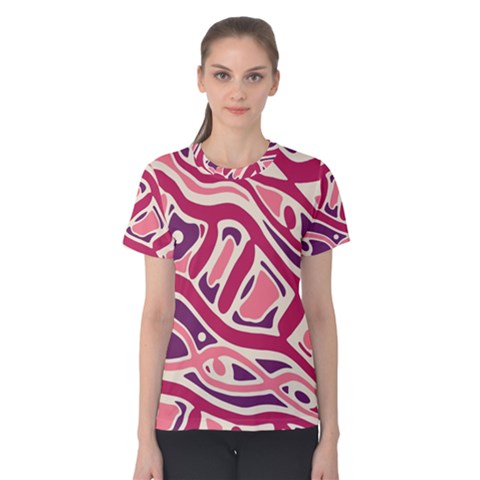 Pink And Purple Abstract Art Women s Cotton Tee by Valentinaart