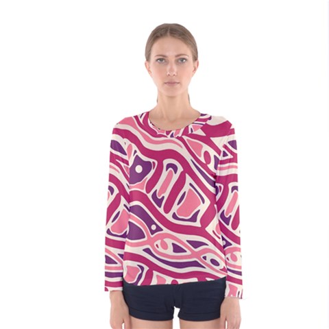 Pink And Purple Abstract Art Women s Long Sleeve Tee by Valentinaart