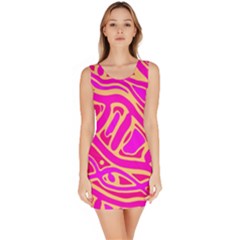 Pink Abstract Art Sleeveless Bodycon Dress by Valentinaart