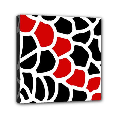 Red, Black And White Abstraction Mini Canvas 6  X 6  by Valentinaart