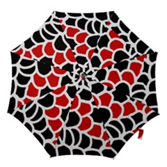 Red, Black And White Abstraction Hook Handle Umbrellas (medium) by Valentinaart